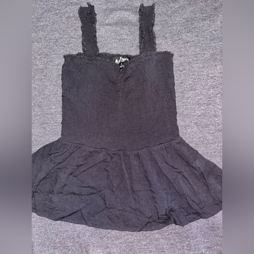Self Esteem Black Textured Peplum Top